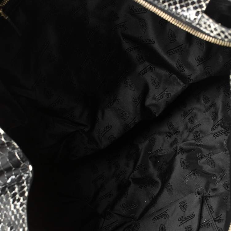 Pre Owned Gucci Black Python Large Hysteria Tote