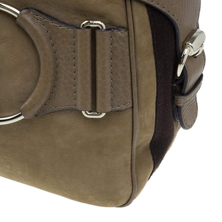 مملوكة مسبقًا Gucci Brown Leather Medium Web Horsebit Heritage Hobo