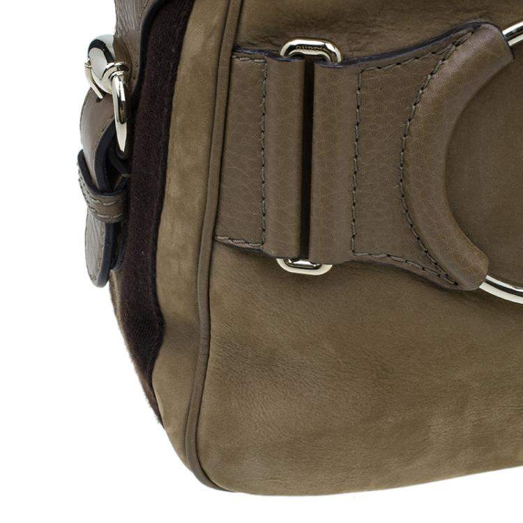 مملوكة مسبقًا Gucci Brown Leather Medium Web Horsebit Heritage Hobo