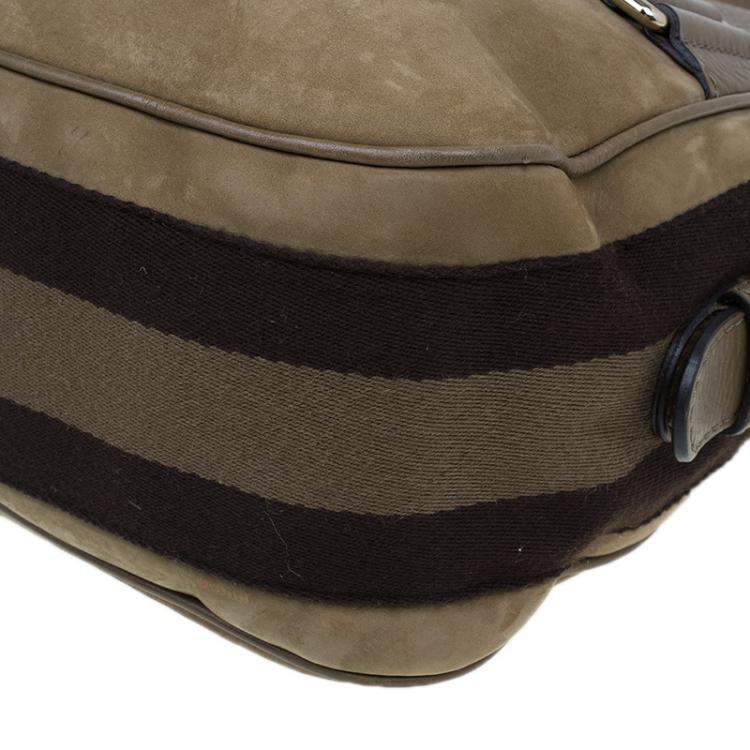 مملوكة مسبقًا Gucci Brown Leather Medium Web Horsebit Heritage Hobo