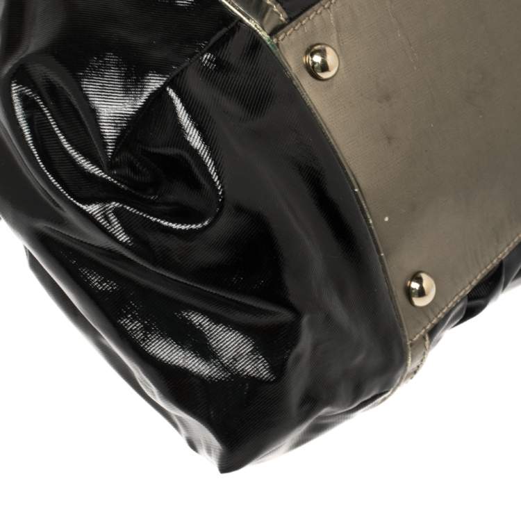 Pre Owned Gucci Black Coated Canvas and Leather Dialux Pop Bamboo Satchel