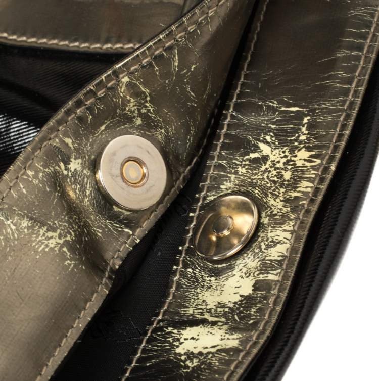 Pre Owned Gucci Black Coated Canvas and Leather Dialux Pop Bamboo Satchel
