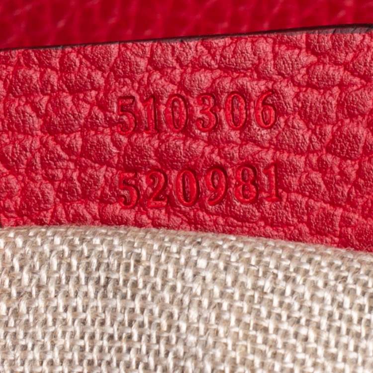 Pre Owned Gucci Red Leather Dollar Interlocking G Top Handle Bag
