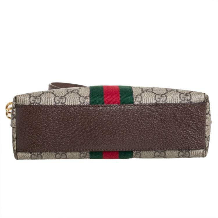 Pre Owned Gucci Beige/Ebony GG Supreme Canvas and Leather Small Ophidia Crossbody Bag