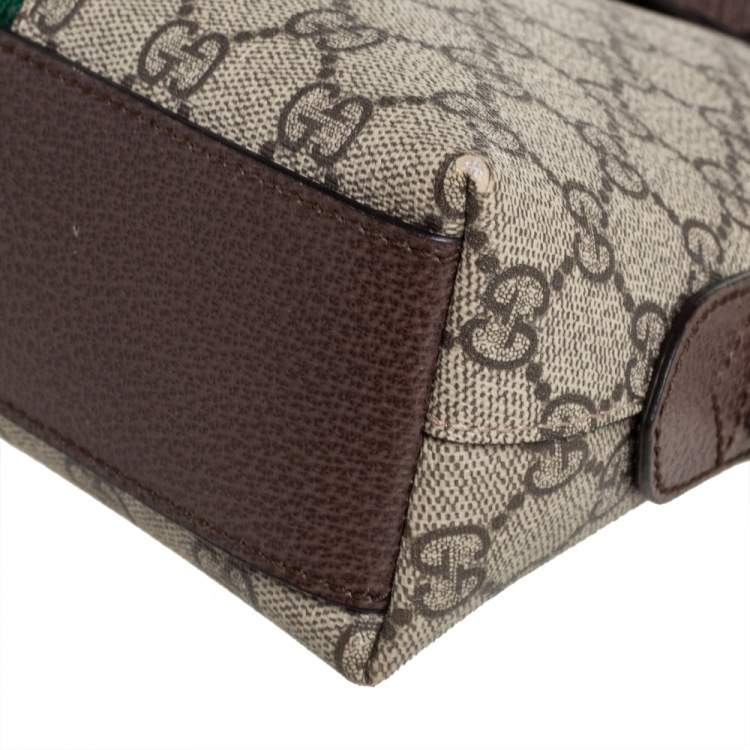 Pre Owned Gucci Beige/Ebony GG Supreme Canvas and Leather Small Ophidia Crossbody Bag
