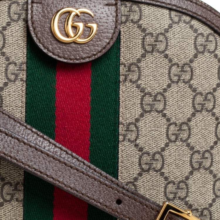 Pre Owned Gucci Beige/Ebony GG Supreme Canvas and Leather Small Ophidia Crossbody Bag