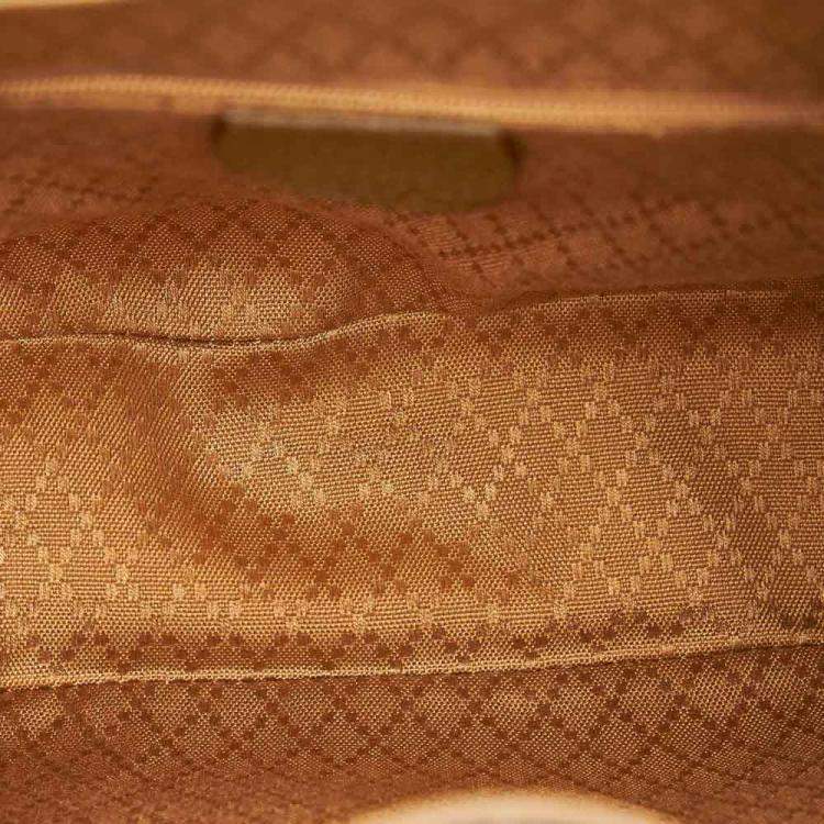 Pre Owned Gucci Brown Suede Bamboo Drawstring Backpack