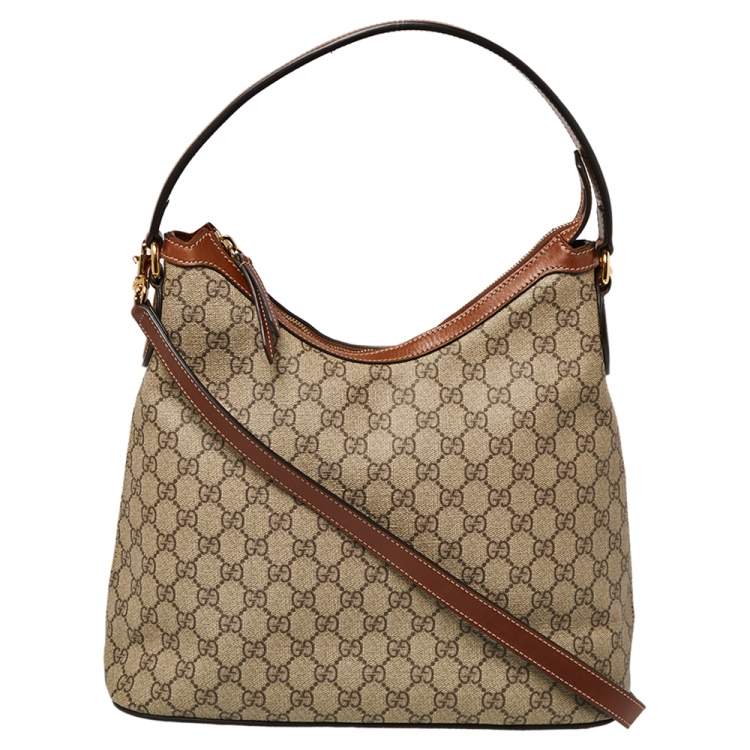 Gucci Large GG Supreme Canvas Hobo Handbag in Beige