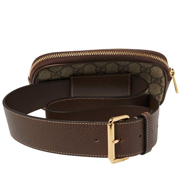 Pre Owned Gucci Beige/Ebony GG Supreme Coated Canvas and Leather Ophidia Belt Bag
