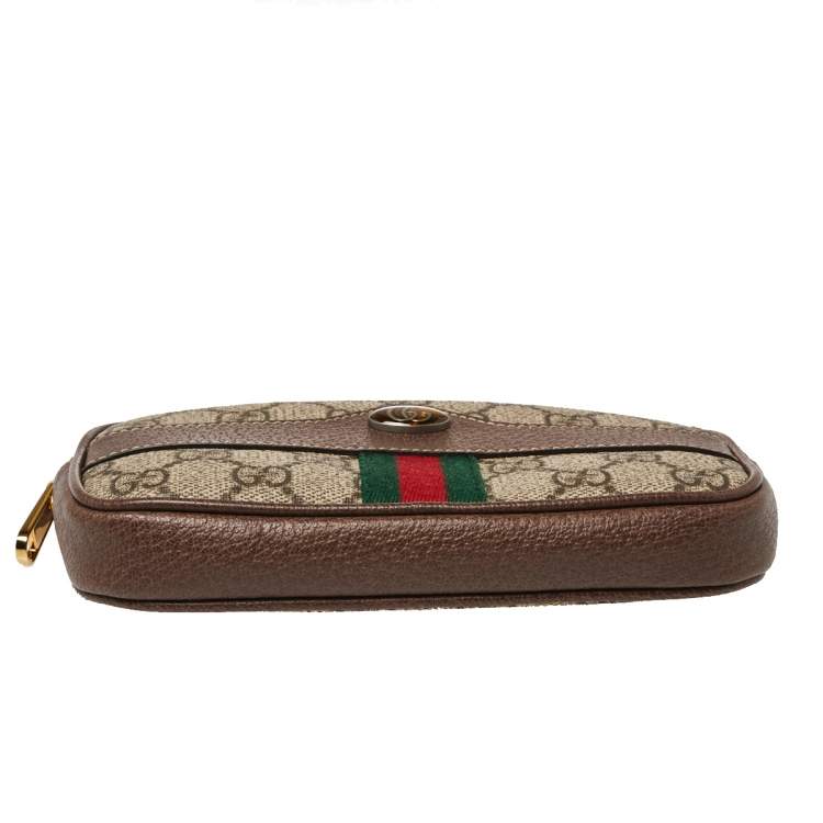 Pre Owned Gucci Beige/Ebony GG Supreme Coated Canvas and Leather Ophidia Belt Bag