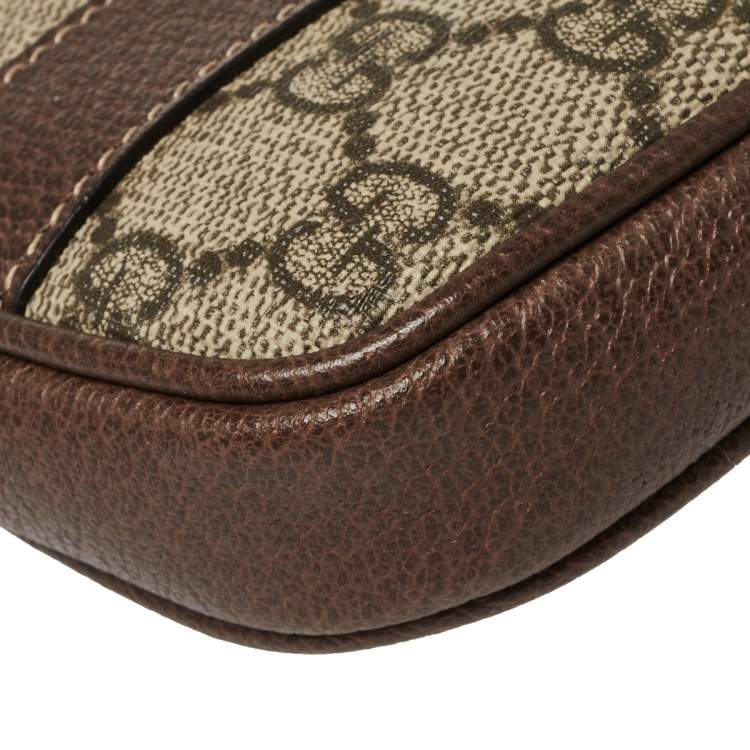 Pre Owned Gucci Beige/Ebony GG Supreme Coated Canvas and Leather Ophidia Belt Bag