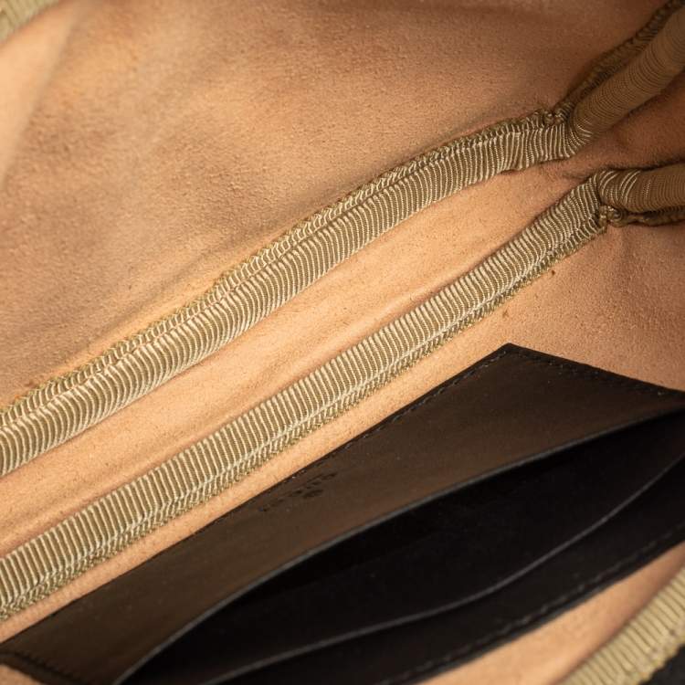 Pre Owned Gucci Brown/Black Suede and Patent Leather Ophidia Wristlet Pouch