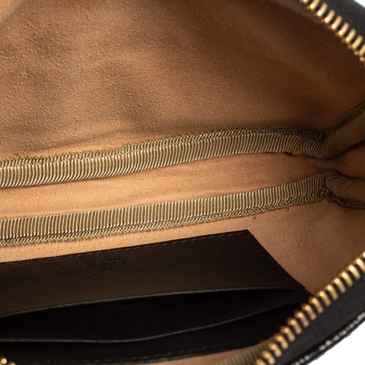 Pre Owned Gucci Brown/Black Suede and Patent Leather Ophidia Wristlet Pouch