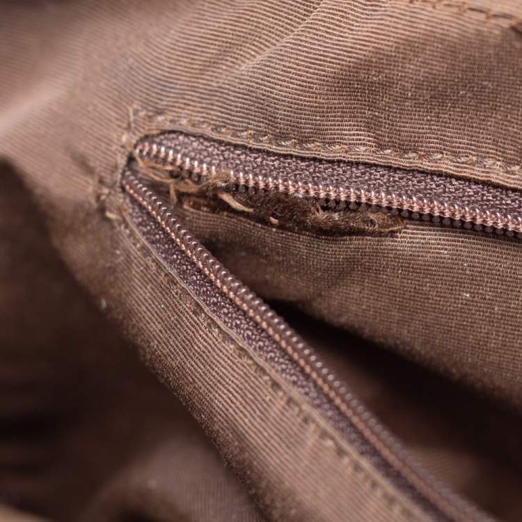 Pre Owned Gucci Beige GG Canvas and Leather Satchel