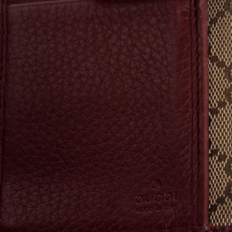 Pre Owned Gucci Beige/Copper GG Canvas and Leather Flap Continental Wallet