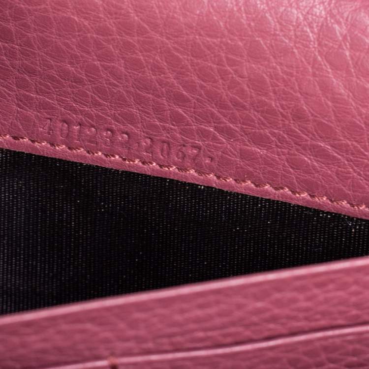 Pre Owned Gucci Old Rose Leather GG Marmont Wallet on Chain