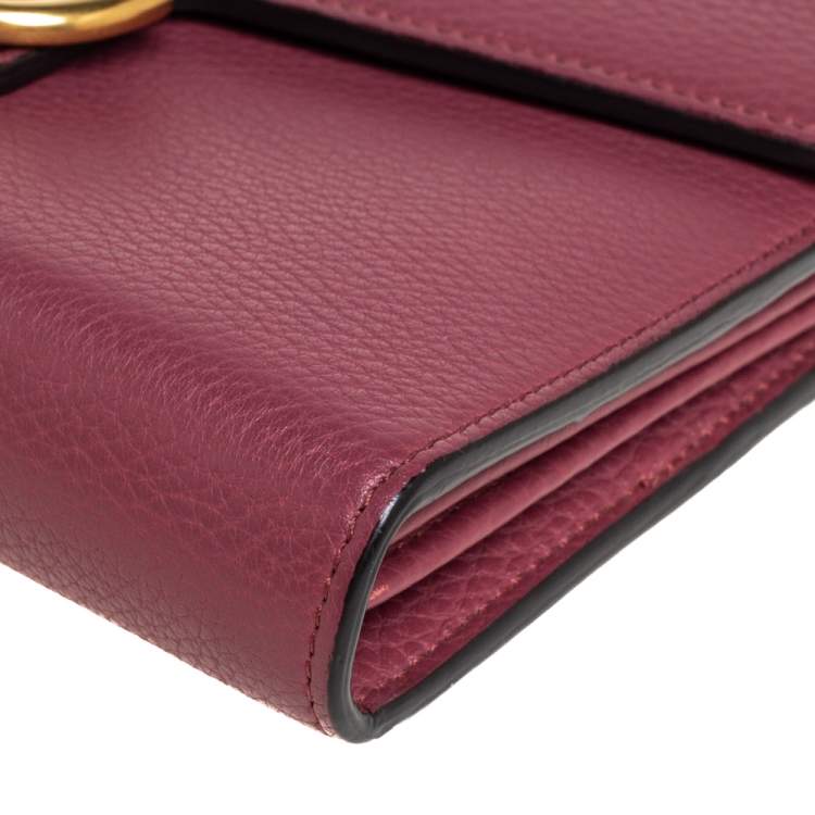 Pre Owned Gucci Old Rose Leather GG Marmont Wallet on Chain