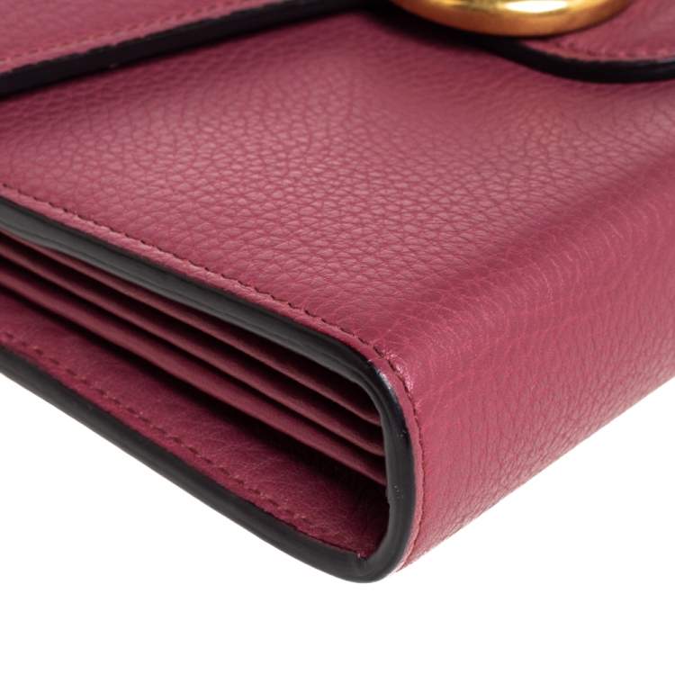 Pre Owned Gucci Old Rose Leather GG Marmont Wallet on Chain