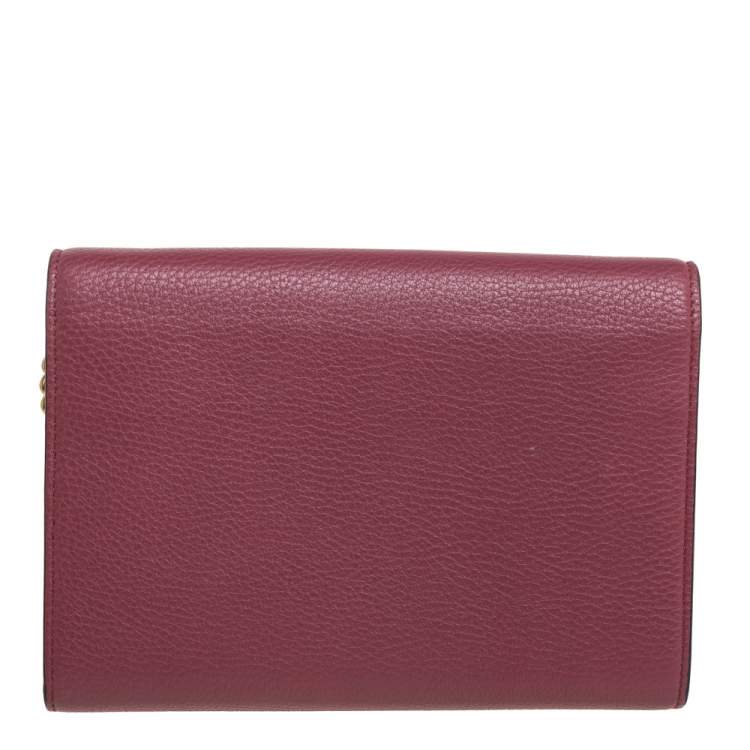Pre Owned Gucci Old Rose Leather GG Marmont Wallet on Chain