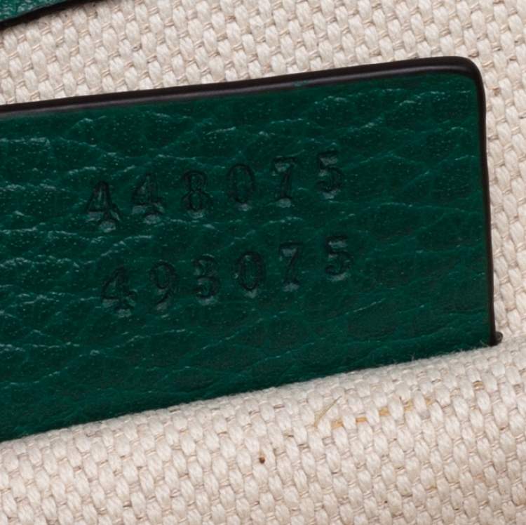 Pre Owned Gucci Green Leather Medium Dionysus Bamboo Top Handle Bag