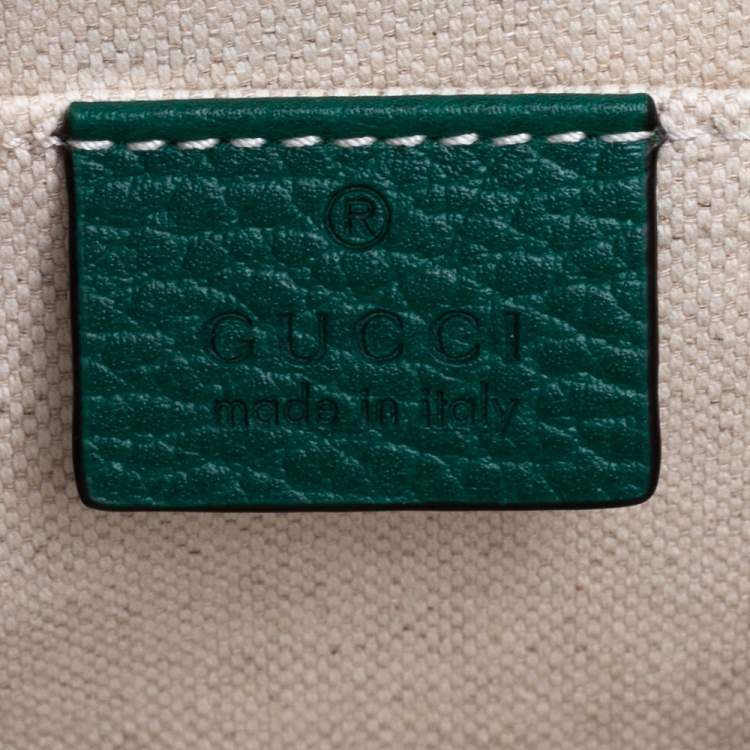 Pre Owned Gucci Green Leather Medium Dionysus Bamboo Top Handle Bag