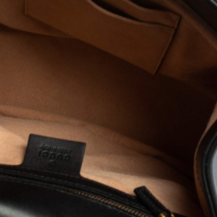 مملوكة مسبقًا Gucci Black Leather Queen Margaret Bamboo Handle Backpack