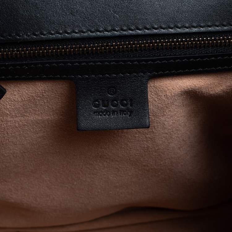 مملوكة مسبقًا Gucci Black Leather Queen Margaret Bamboo Handle Backpack