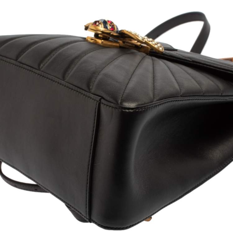 مملوكة مسبقًا Gucci Black Leather Queen Margaret Bamboo Handle Backpack