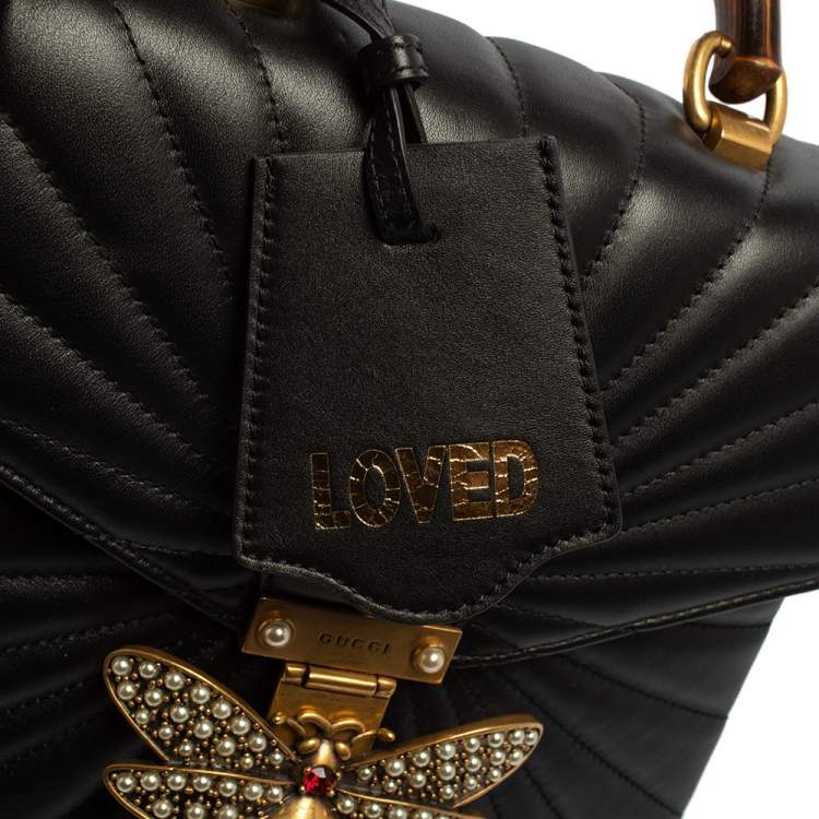 مملوكة مسبقًا Gucci Black Leather Queen Margaret Bamboo Handle Backpack