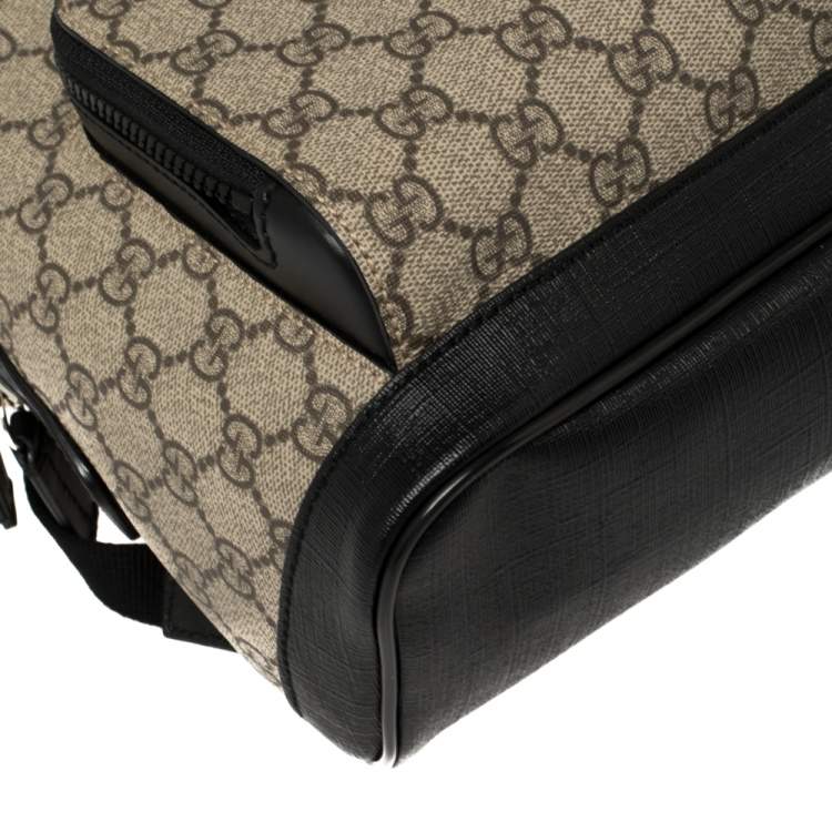 مملوكة مسبقًا Gucci Beige/Black GG Supreme Canvas and Leather Small Eden Backpack