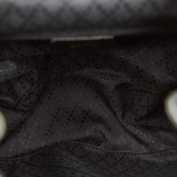 Pre Owned Gucci Black Calf Leather Bamboo Drawstring Backpack