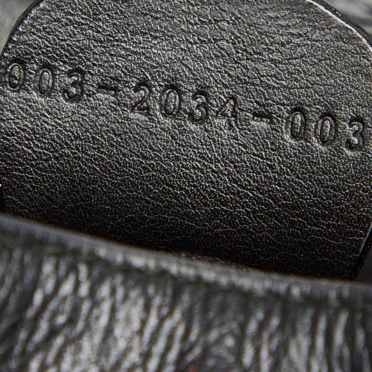 Pre Owned Gucci Black Calf Leather Bamboo Drawstring Backpack