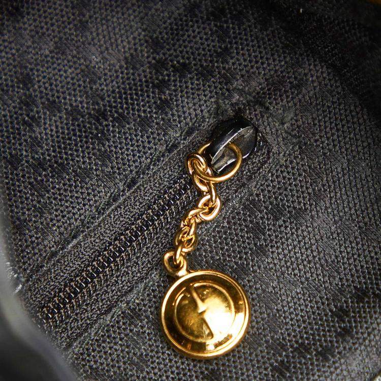 Pre Owned Gucci Black Calf Leather Bamboo Drawstring Backpack