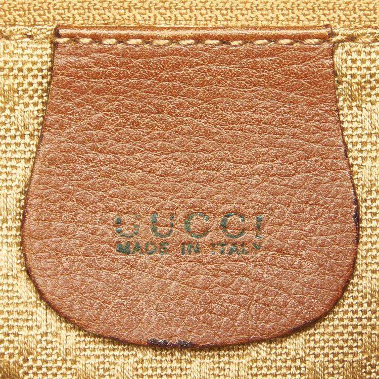 Pre Owned Gucci Brown Calf Leather Bamboo Drawstring Backpack