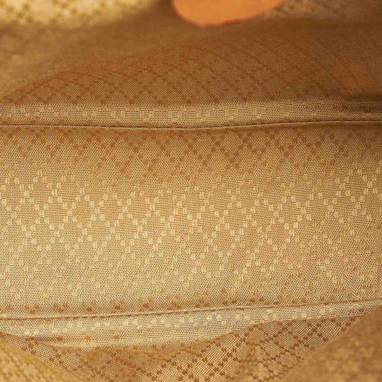 Pre Owned Gucci Brown Calf Leather Bamboo Drawstring Backpack