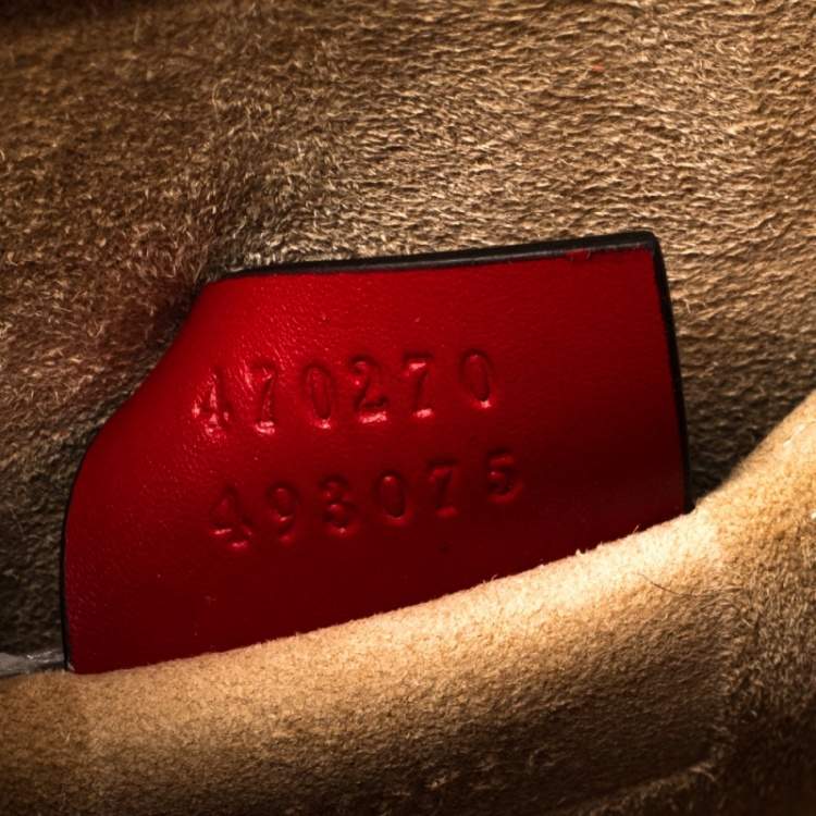 Pre Owned Gucci Red Leather Mini Web Chain Sylvie Top Handle Bag