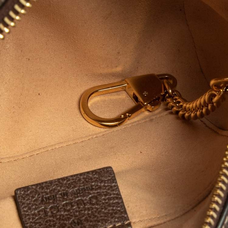 Pre Owned Gucci Beige/Ebony GG Supreme Canvas and Leather Mini Ophidia Crossbody Bag