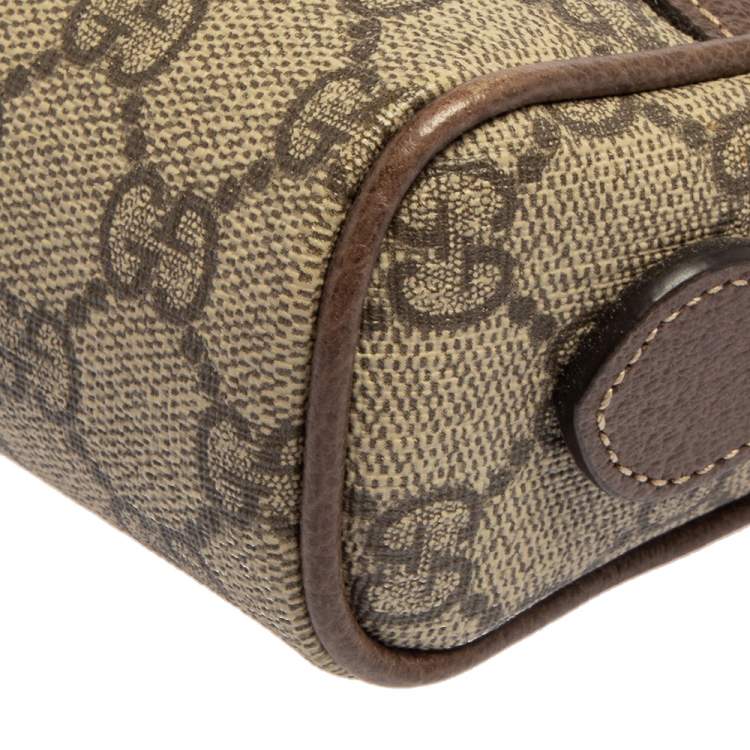 Pre Owned Gucci Beige/Ebony GG Supreme Canvas and Leather Mini Ophidia Crossbody Bag