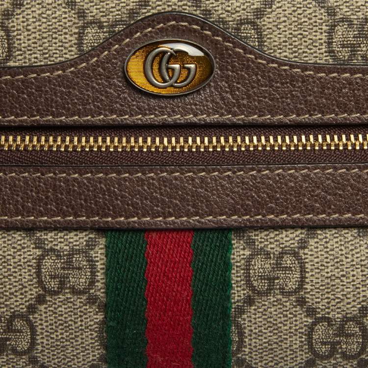 Pre Owned Gucci Beige/Ebony GG Supreme Canvas and Leather Mini Ophidia Crossbody Bag