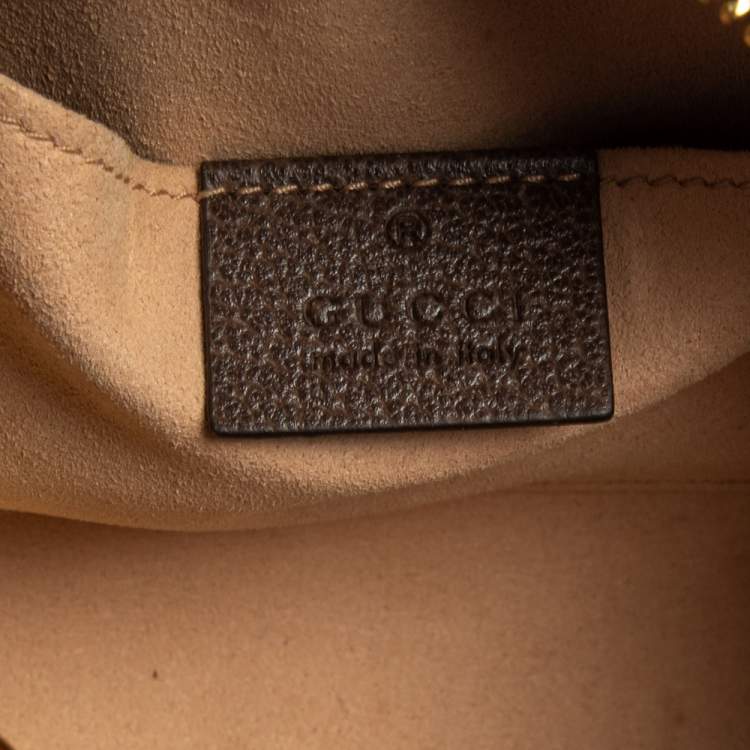 Pre Owned Gucci Beige/Ebony GG Supreme Canvas and Leather Mini Ophidia Crossbody Bag