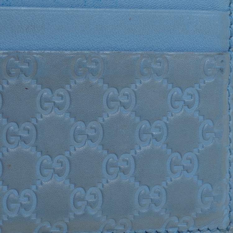 Pre Owned Gucci Blue Microguccissima Leather Card Holder