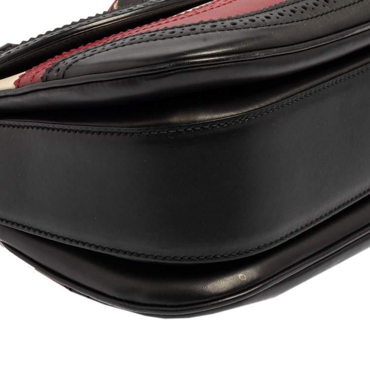 Pre Owned Gucci Tri Color Leather Medium Limited Edition Tassel New Bamboo Top Handle Bag