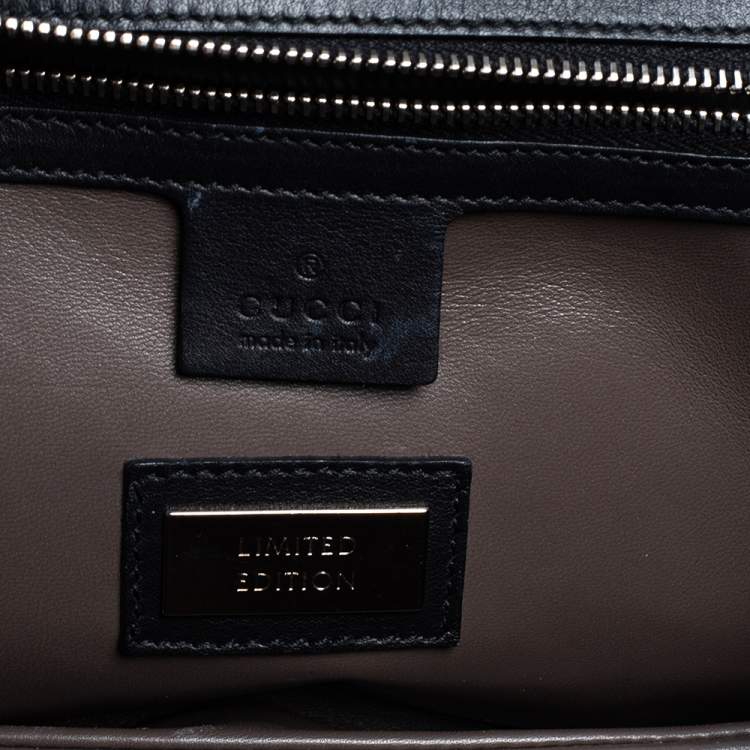 Pre Owned Gucci Tri Color Leather Medium Limited Edition Tassel New Bamboo Top Handle Bag