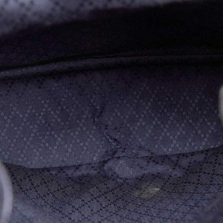 Pre Owned Gucci Black Suede and Leather Bamboo Drawstring Backpack