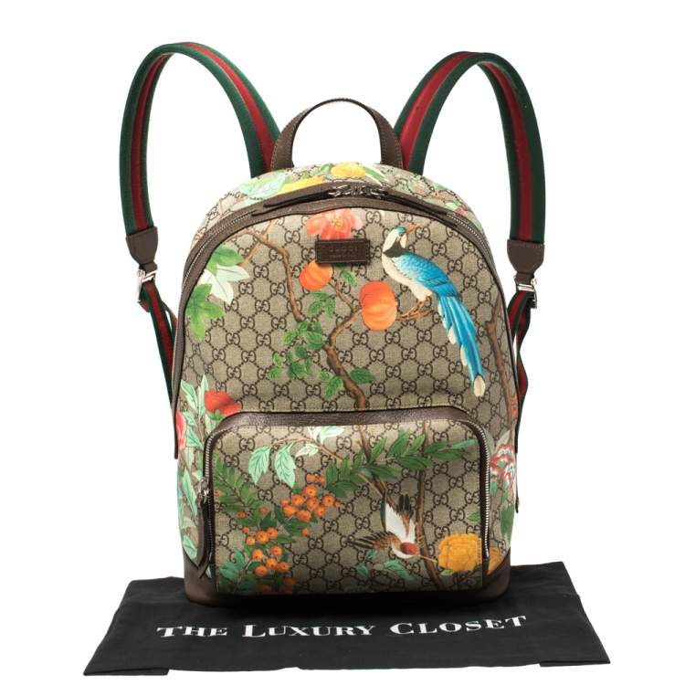 Pre Owned Gucci Multicolor GG Supreme Tian Print Canvas and Leather Backpack