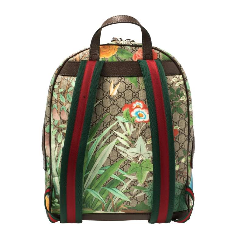 Pre Owned Gucci Multicolor GG Supreme Tian Print Canvas and Leather Backpack