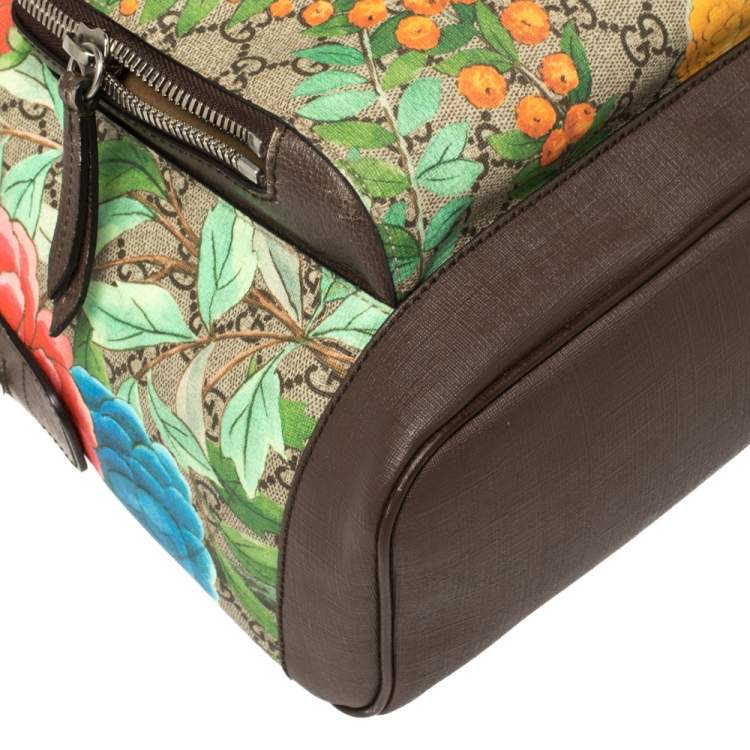 Pre Owned Gucci Multicolor GG Supreme Tian Print Canvas and Leather Backpack