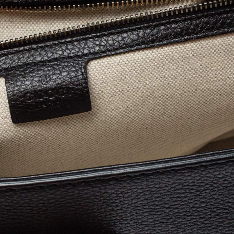 Pre Owned Gucci Black Leather Large New Bamboo Tassel Top Handle Bag