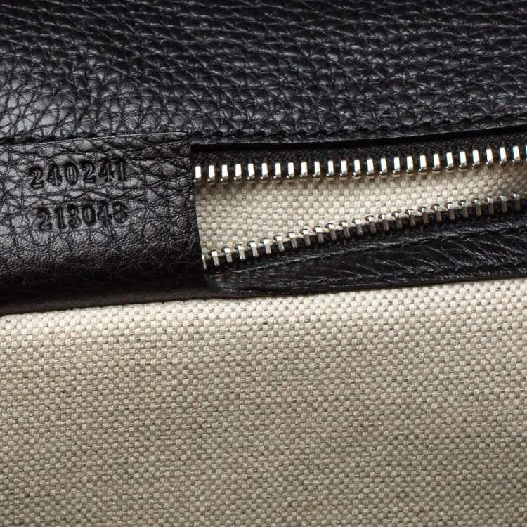 Pre Owned Gucci Black Leather Large New Bamboo Tassel Top Handle Bag