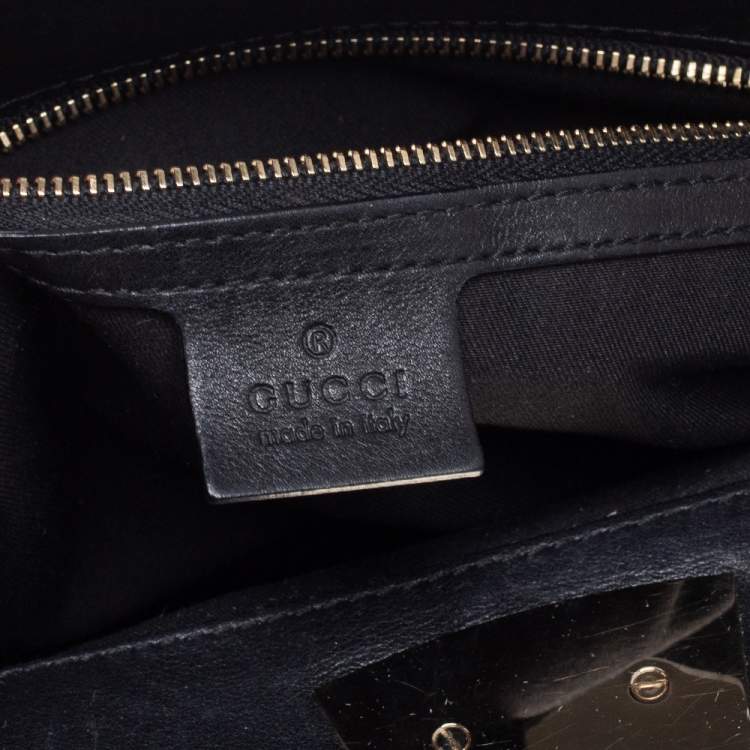 Pre Owned Gucci Black Leather Race Top Handle Bag